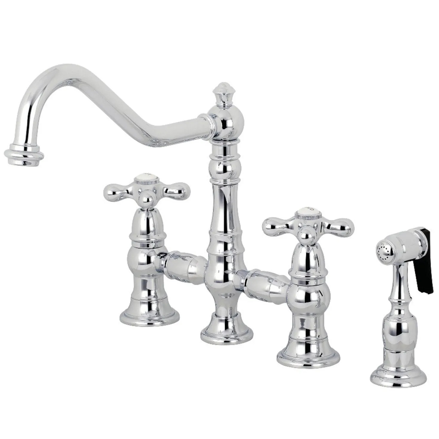 Kingston Brass Restoration 8" Bridge Kitchen Faucet with Sprayer