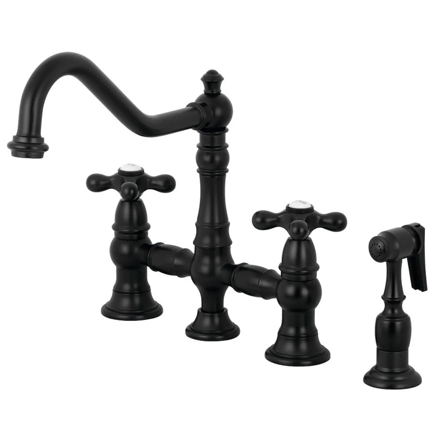 Kingston Brass Restoration 8" Bridge Kitchen Faucet with Sprayer