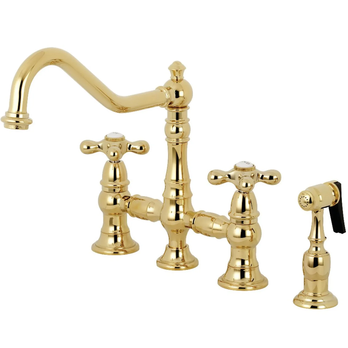 Kingston Brass Restoration 8" Bridge Kitchen Faucet with Sprayer