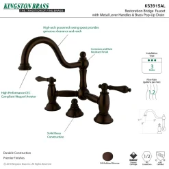 Kingston Brass Restoration Bathroom Bridge Faucet