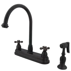 Kingston Brass Restoration Classic Two Handle 8" Kitchen Faucet with Brass Sprayer