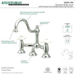 Kingston Brass Restoration Cross-Handle Bathroom Bridge Faucet