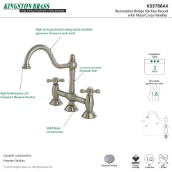 Kingston Brass Restoration Deck Mount Kitchen Bridge Faucet