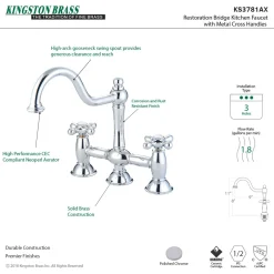 Kingston Brass Restoration Deck Mount Kitchen Bridge Faucet