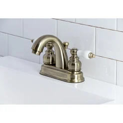 Kingston Brass Restoration Deck Mount 4-Inch Centerset Bathroom Faucet