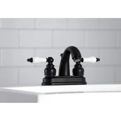 Kingston Brass Restoration Deck Mount 4-Inch Centerset Bathroom Faucet