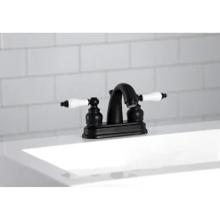 Kingston Brass Restoration Deck Mount 4-Inch Centerset Bathroom Faucet