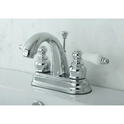 Kingston Brass Restoration Deck Mount 4-Inch Centerset Bathroom Faucet