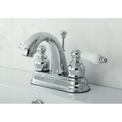 Kingston Brass Restoration Deck Mount 4-Inch Centerset Bathroom Faucet