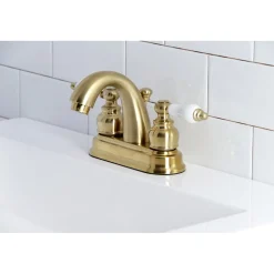 Kingston Brass Restoration Deck Mount 4-Inch Centerset Bathroom Faucet