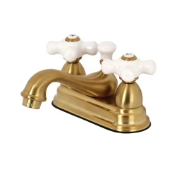 Kingston Brass Restoration Deck Mount 2-Handle 4-Inch Centerset Bathroom Faucet