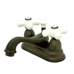 Kingston Brass Restoration Deck Mount 2-Handle 4-Inch Centerset Bathroom Faucet