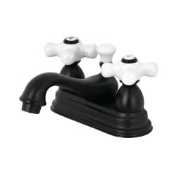 Kingston Brass Restoration Deck Mount 2-Handle 4-Inch Centerset Bathroom Faucet