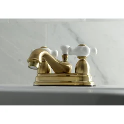 Kingston Brass Restoration Deck Mount 2-Handle 4-Inch Centerset Bathroom Faucet