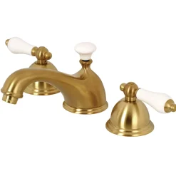 Kingston Brass Restoration Deck Mount 8-Inch Widespread Bathroom Faucet