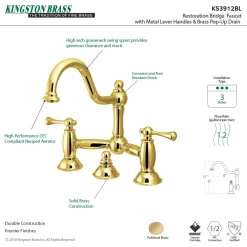 Kingston Brass Restoration Deck Mount Bathroom Bridge Faucet