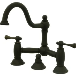 Kingston Brass Restoration Deck Mount Bathroom Bridge Faucet