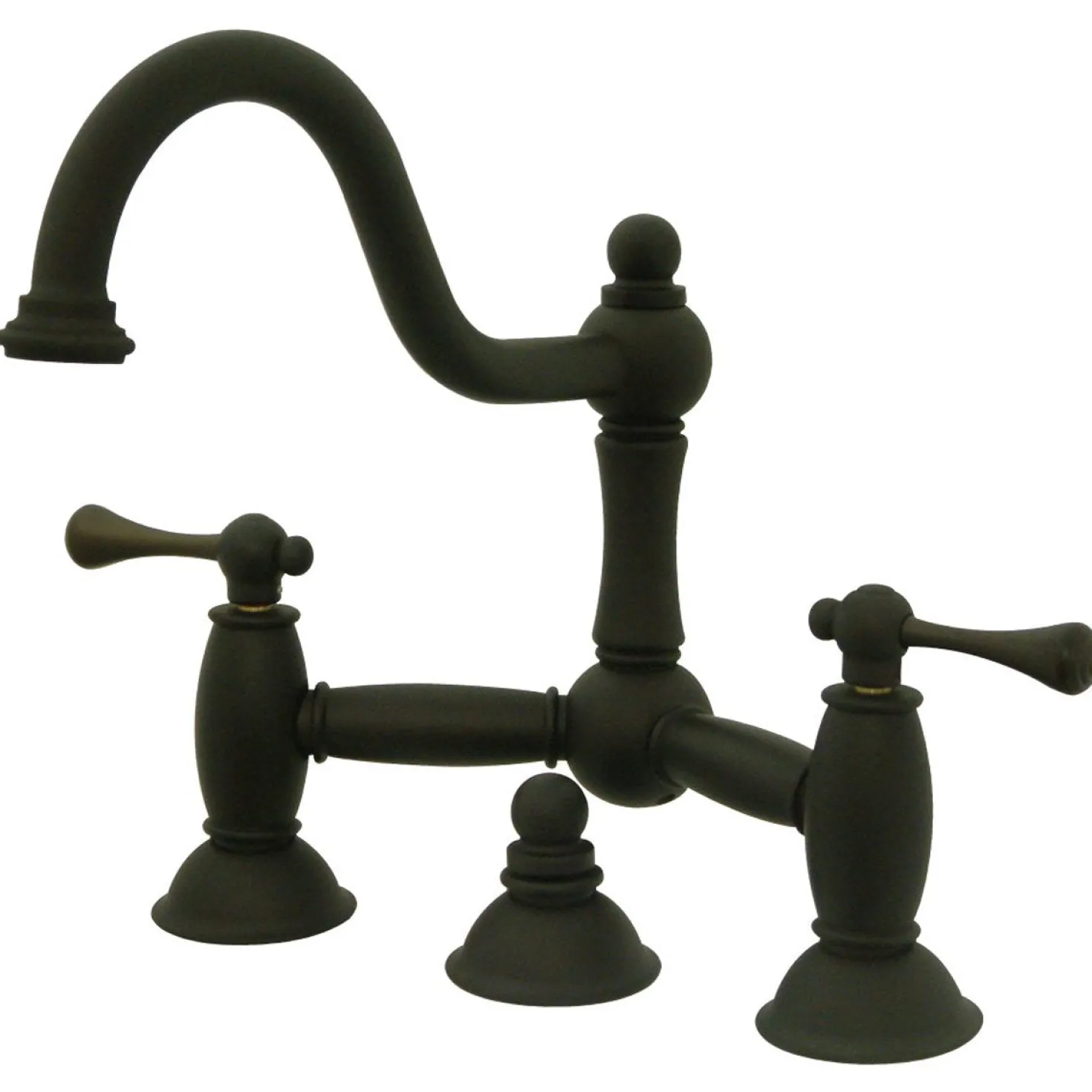 Kingston Brass Restoration Deck Mount Bathroom Bridge Faucet