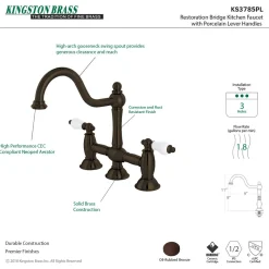 Kingston Brass Restoration 2-Handle Kitchen Bridge Faucet