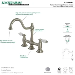 Kingston Brass Restoration 2-Handle Kitchen Bridge Faucet