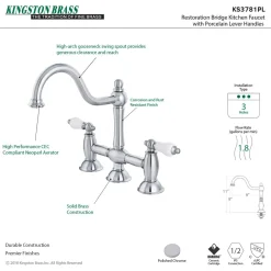 Kingston Brass Restoration 2-Handle Kitchen Bridge Faucet