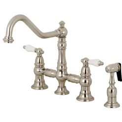 Kingston Brass Restoration 8-Inch Bridge Kitchen Faucet with Sprayer