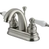 Kingston Brass Restoration 4-Inch centerset Lavatory Faucet with Porcelain Lever Handles