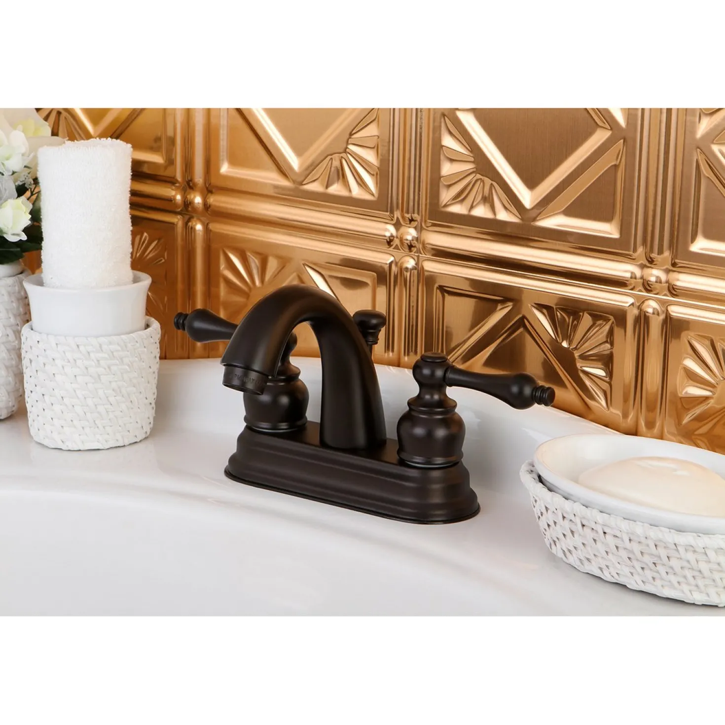 Kingston Brass Restoration 4-Inch Centerset Bathroom Faucet