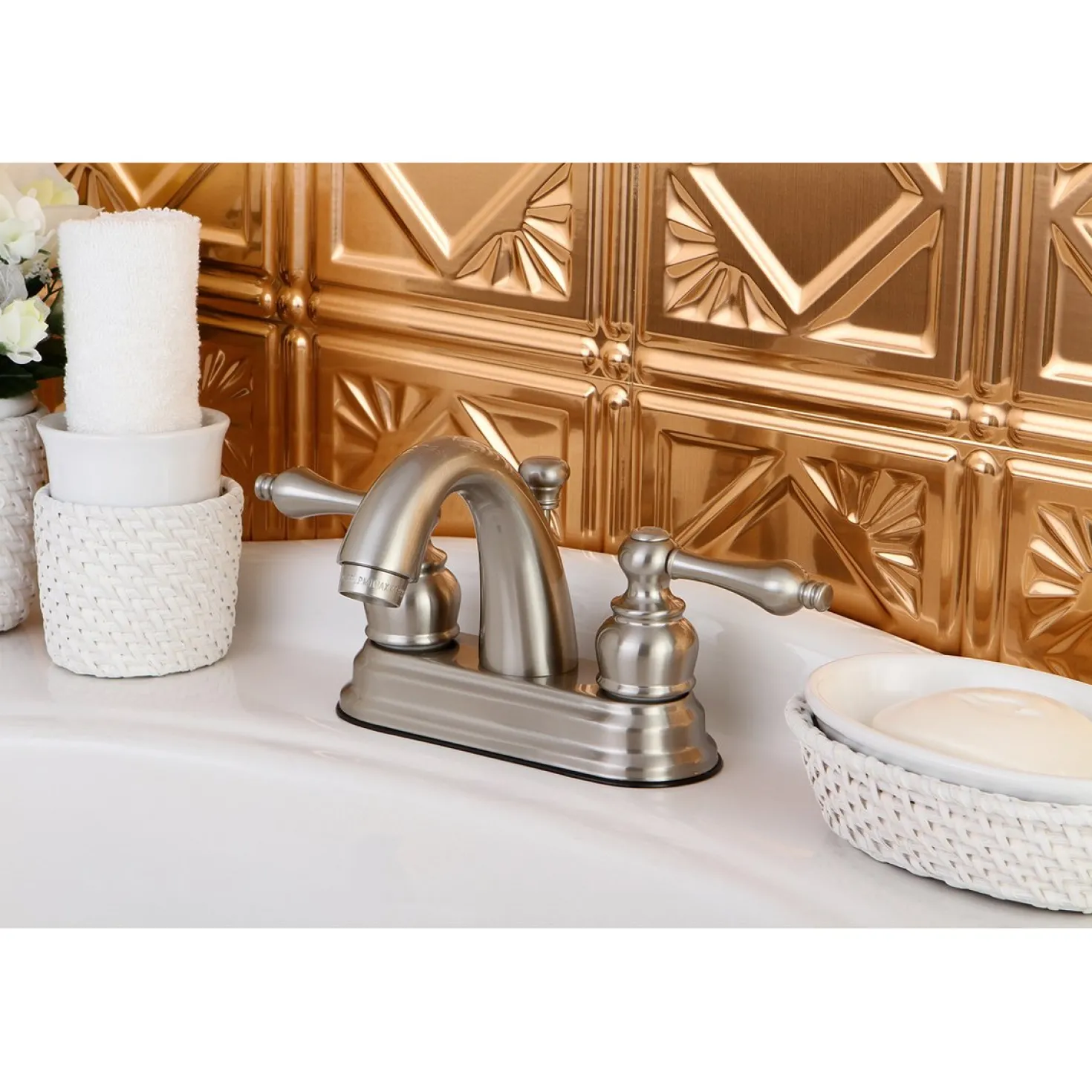Kingston Brass Restoration 4-Inch Centerset Bathroom Faucet