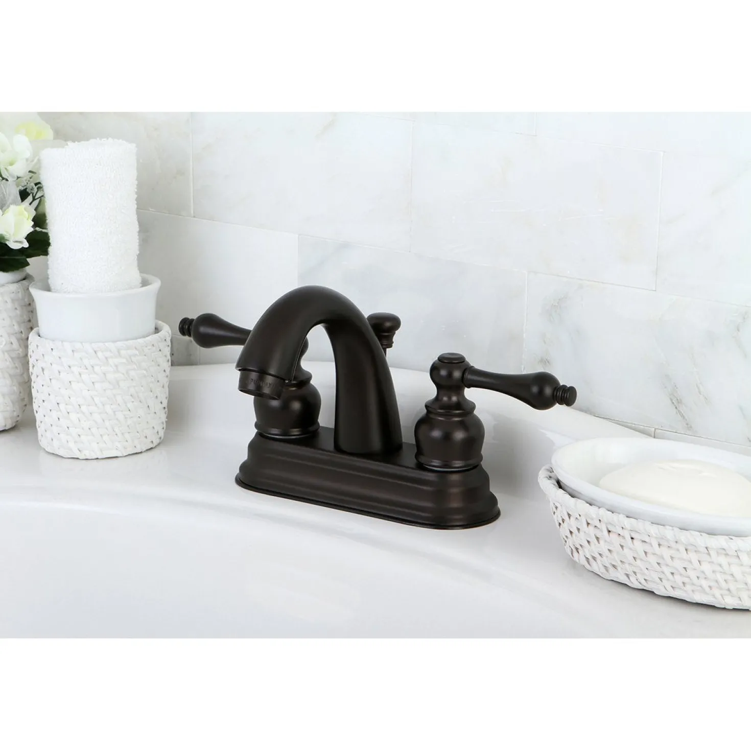 Kingston Brass Restoration 4-Inch Centerset Bathroom Faucet