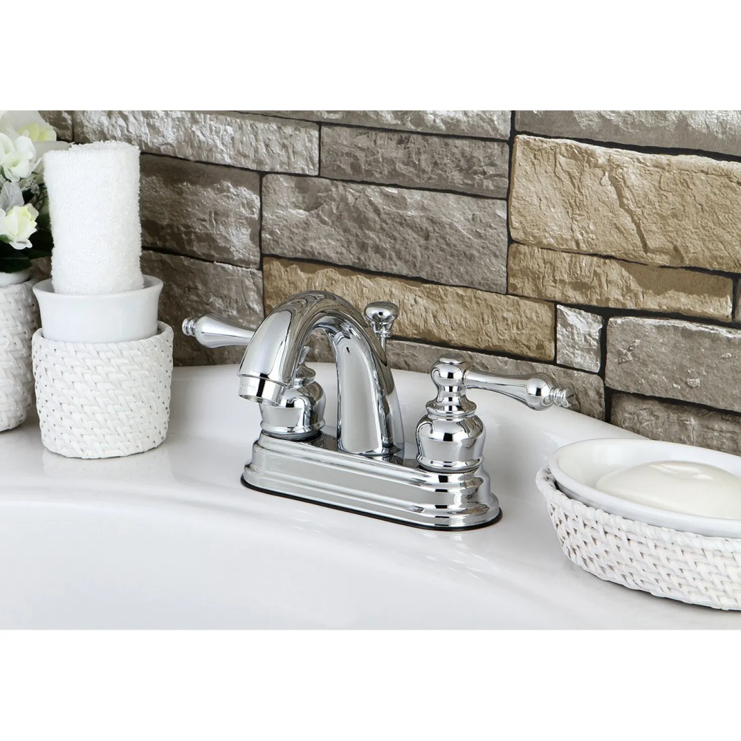 Kingston Brass Restoration 4-Inch Centerset Bathroom Faucet