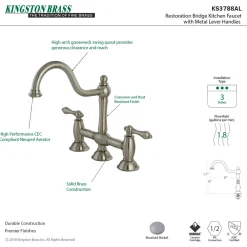 Kingston Brass Restoration Kitchen Bridge Faucet