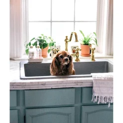 Kingston Brass Restoration Kitchen Bridge Faucet with Brass Sprayer