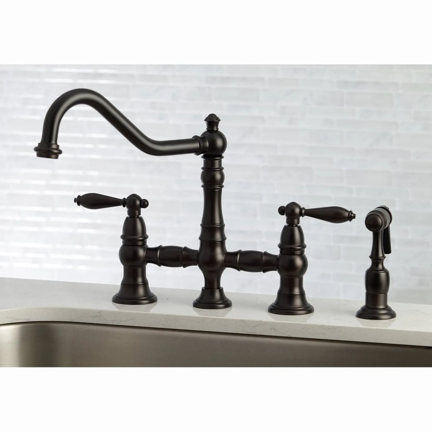 Kingston Brass Restoration Kitchen Faucet with Side Sprayer
