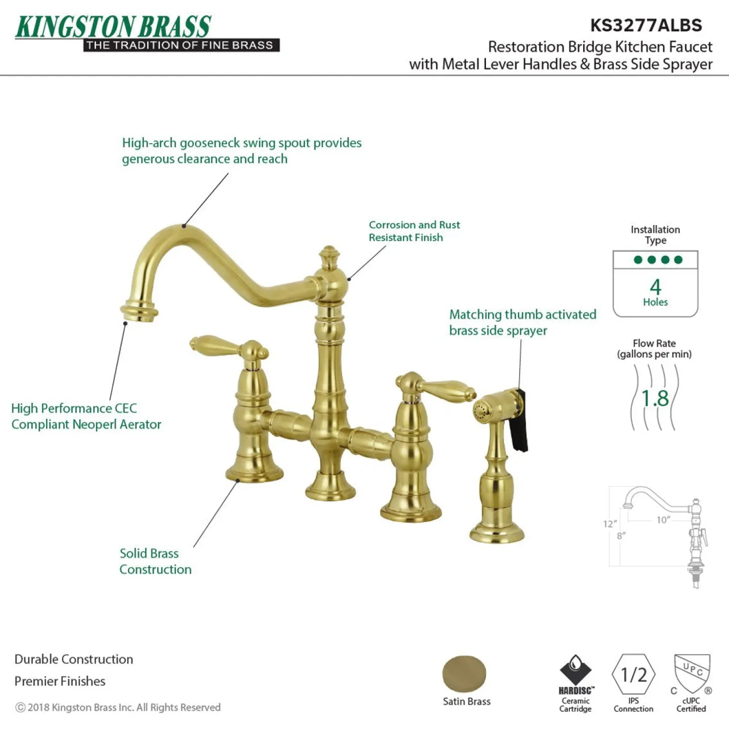 Kingston Brass Restoration Kitchen Faucet with Side Sprayer