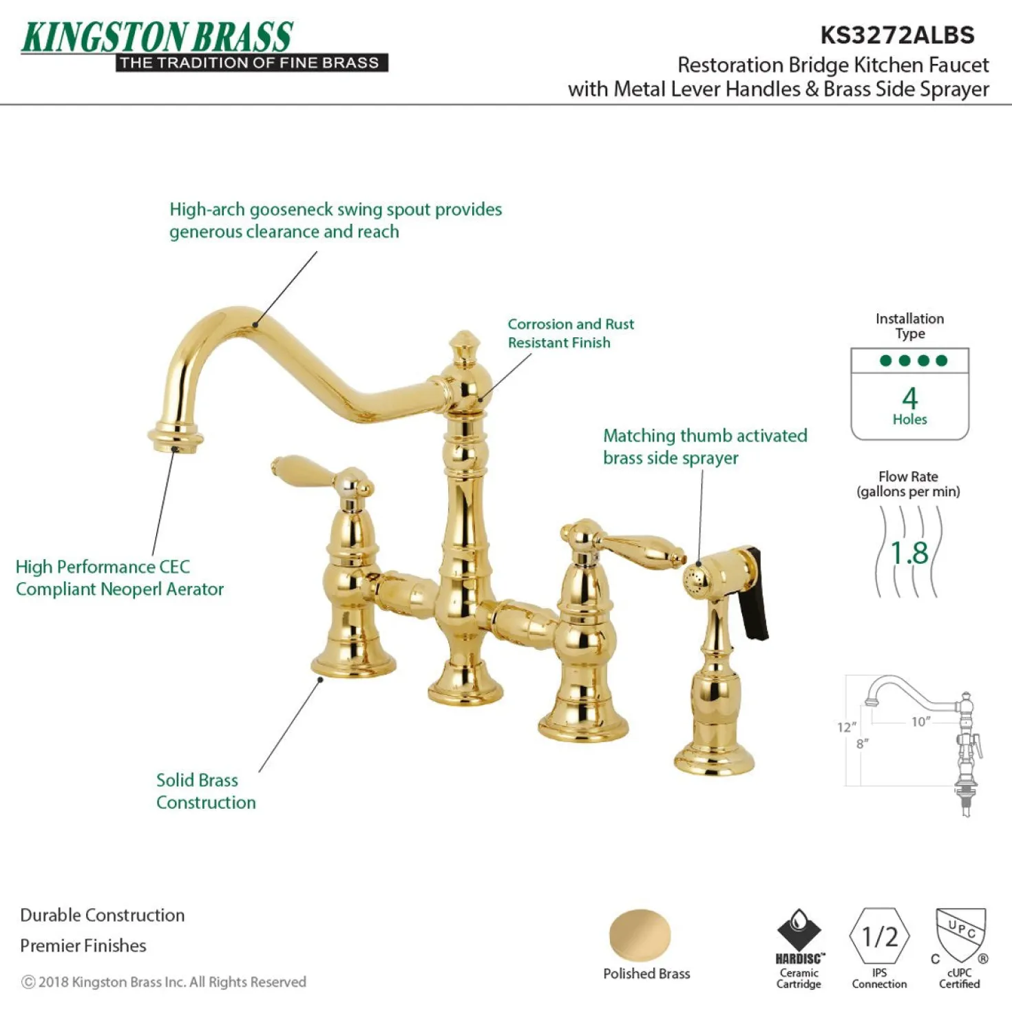 Kingston Brass Restoration Kitchen Faucet with Side Sprayer