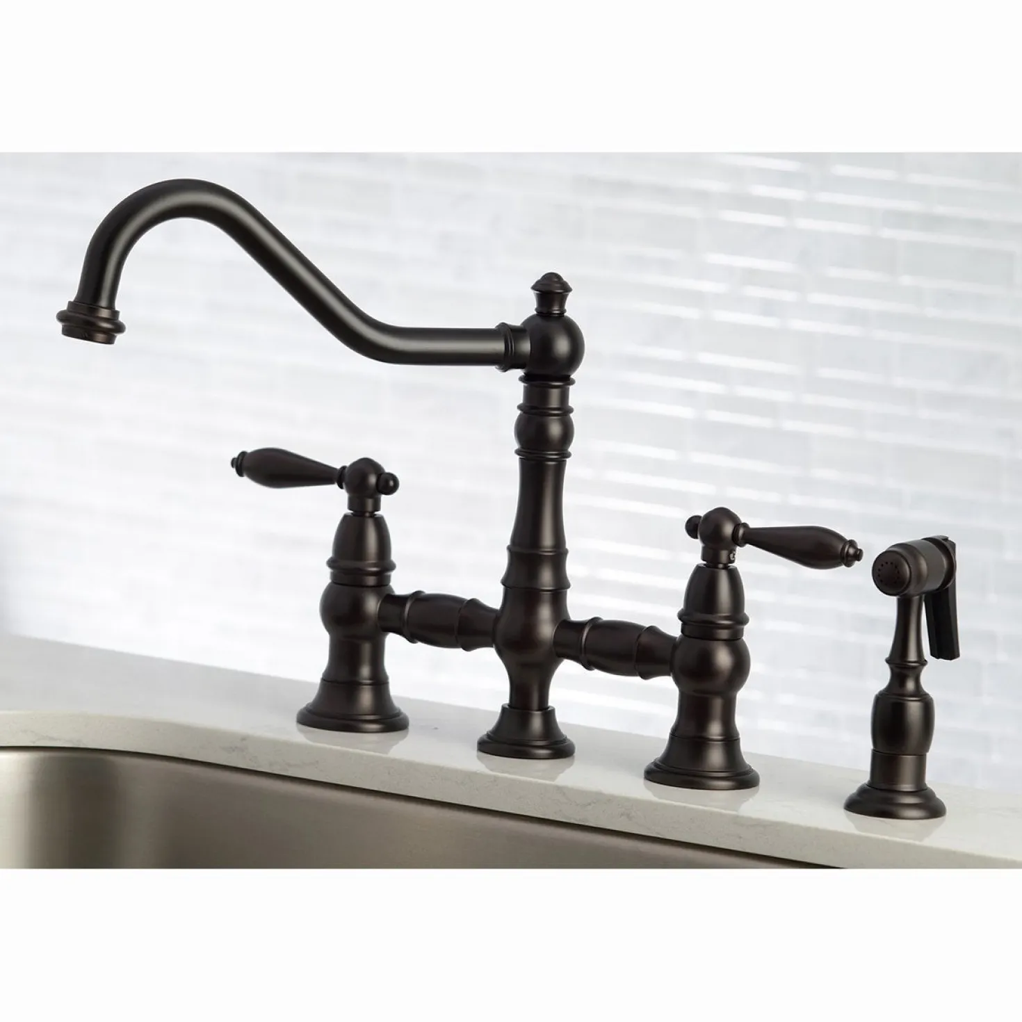 Kingston Brass Restoration Kitchen Faucet with Side Sprayer