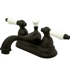 Kingston Brass Restoration Lever-Handle 4-Inch Centerset Bathroom Faucet