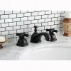Kingston Brass Restoration Onyx Widespread Lavatory Faucet with Black Porcelain Cross Handle