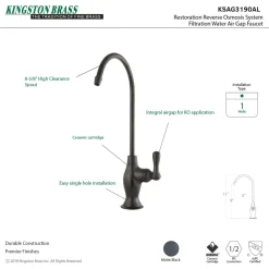 Kingston Brass Restoration Reverse Osmosis System Filtration Water Air Gap Faucet