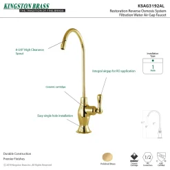 Kingston Brass Restoration Reverse Osmosis System Filtration Water Air Gap Faucet