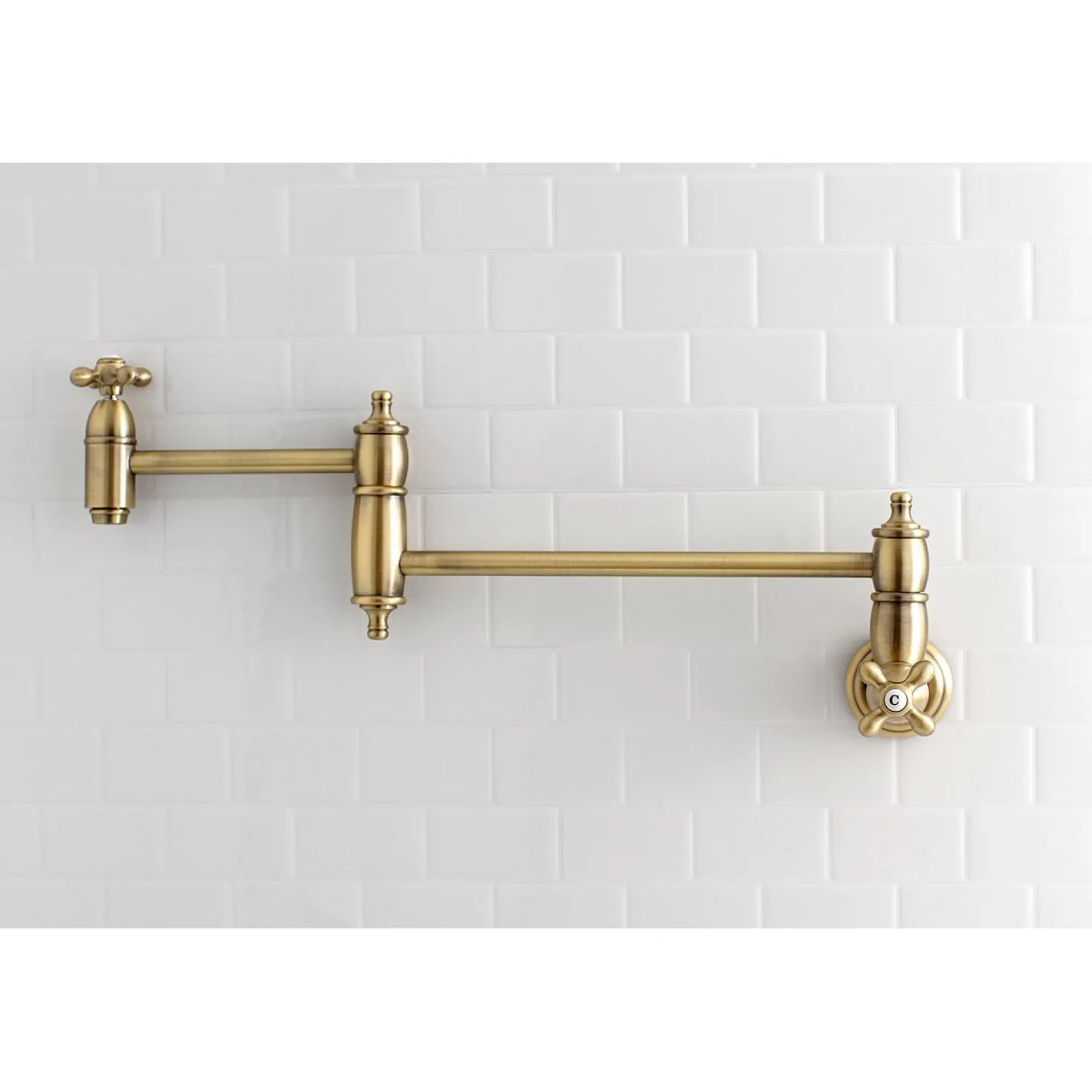 Kingston Brass Restoration Single Hole Wall Mount Pot Filler Kitchen Faucet