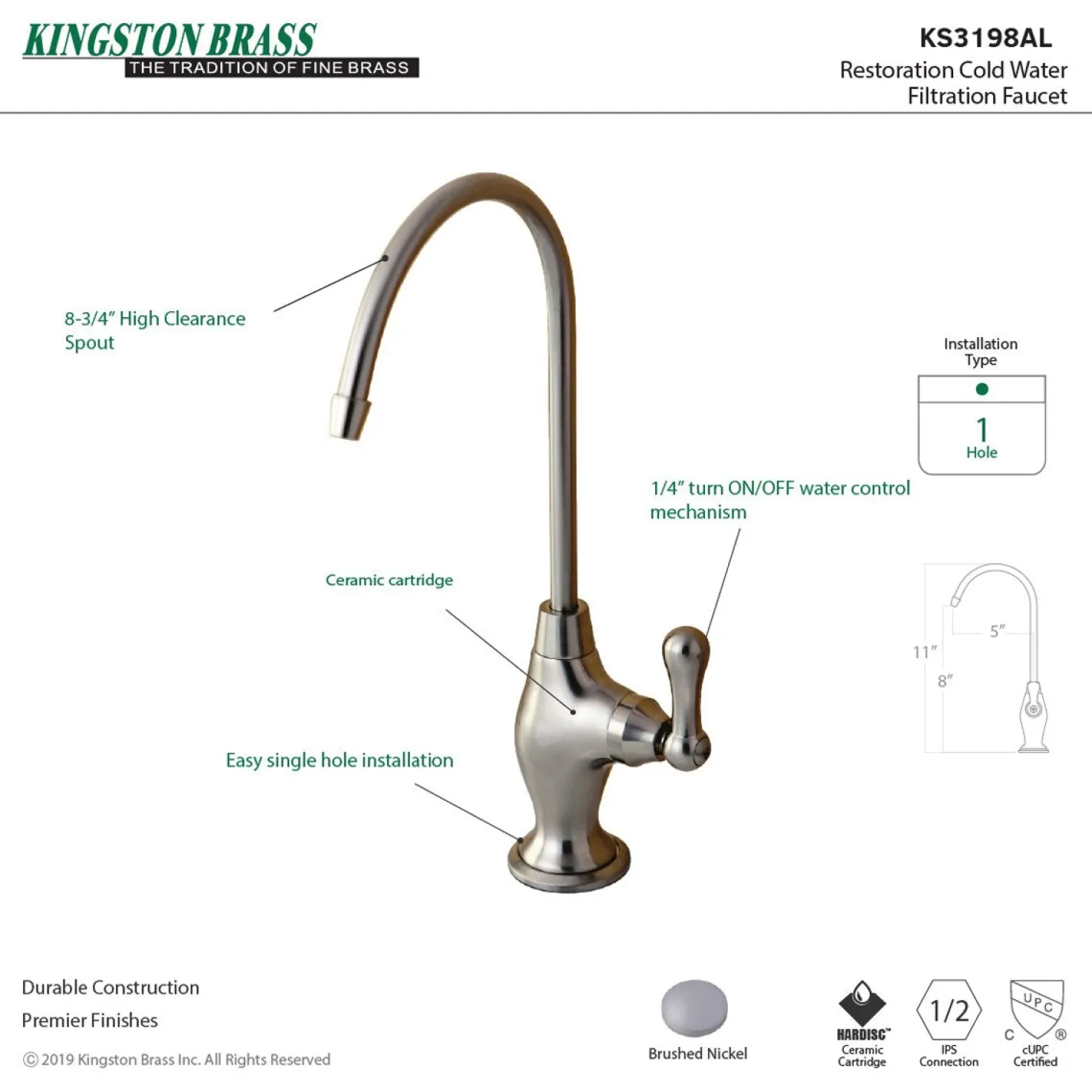 Kingston Brass Restoration Single-Handle Water Filtration Faucet