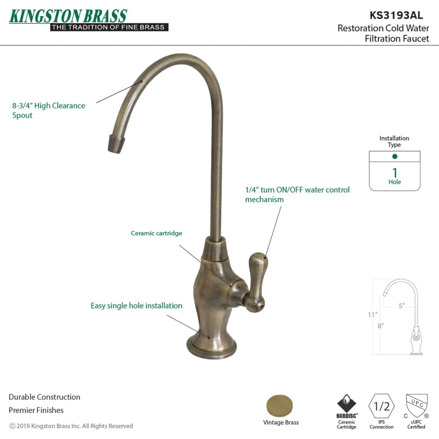 Kingston Brass Restoration Single-Handle Water Filtration Faucet