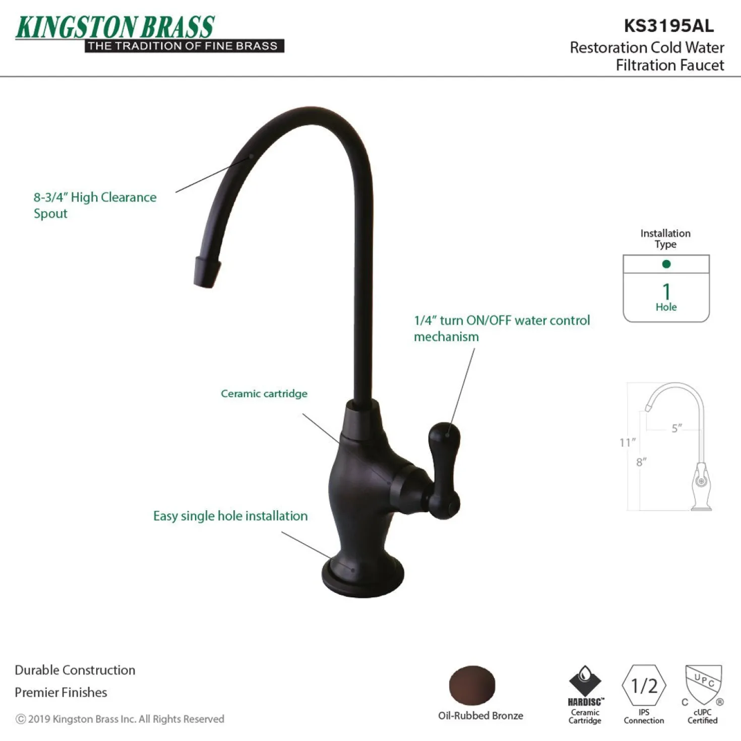 Kingston Brass Restoration Single-Handle Water Filtration Faucet