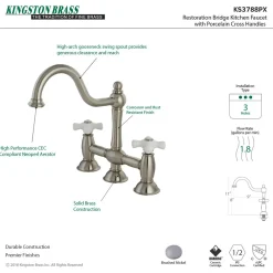 Kingston Brass Restoration Two-Handle Kitchen Bridge Faucet