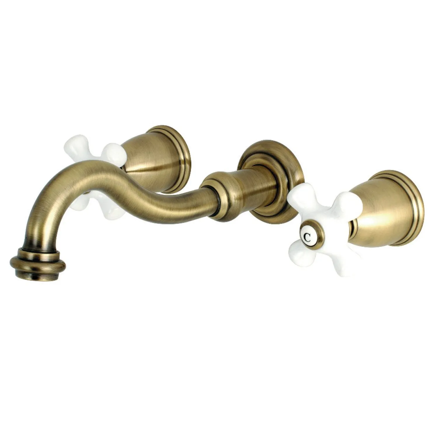 Kingston Brass Restoration Two Handles 3-Hole Wall Mount Roman Tub Faucet