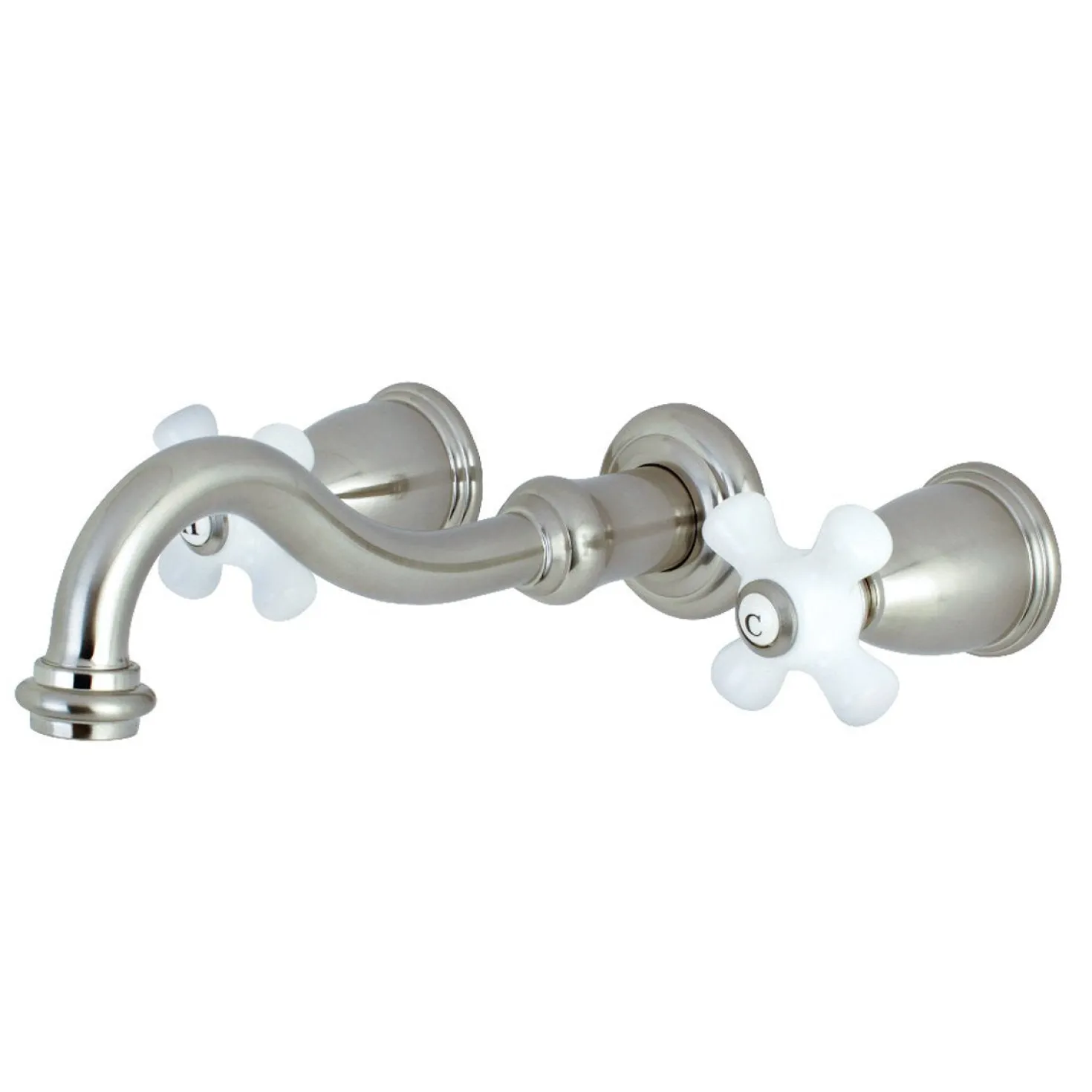 Kingston Brass Restoration Two Handles 3-Hole Wall Mount Roman Tub Faucet
