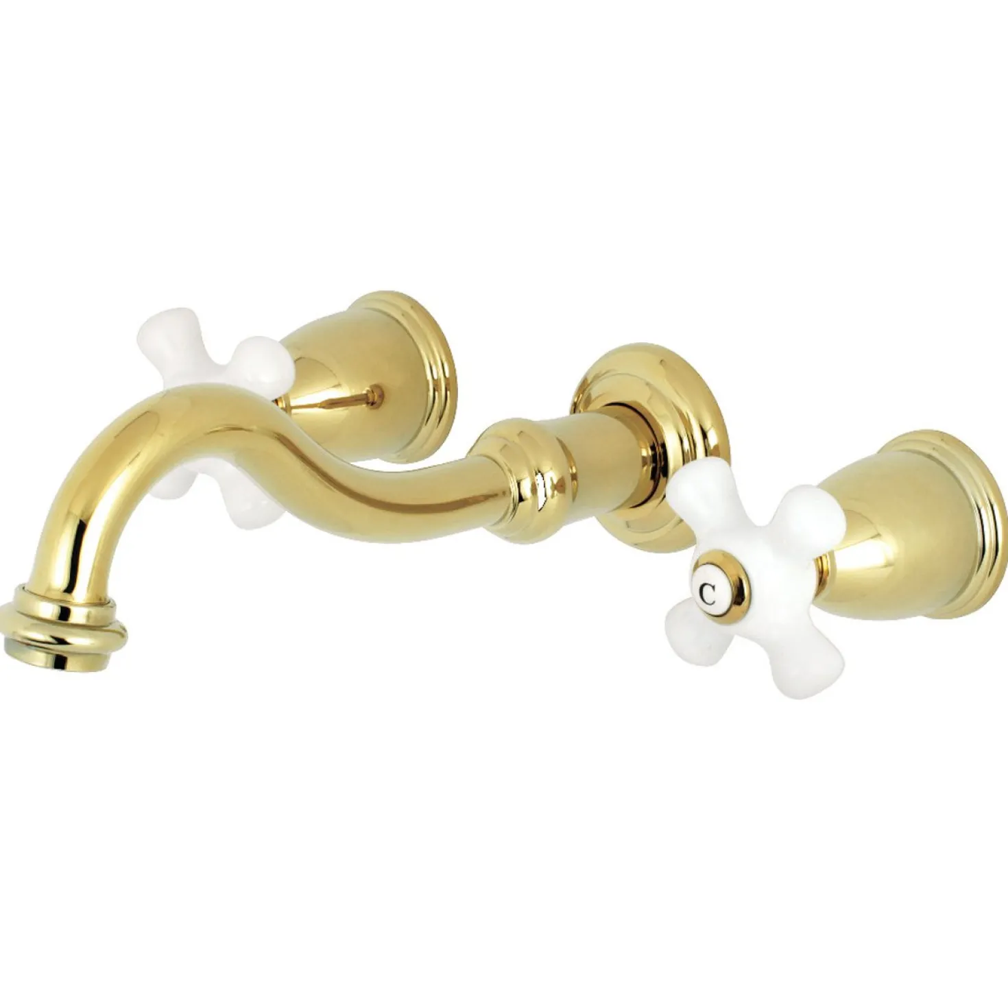 Kingston Brass Restoration Two Handles 3-Hole Wall Mount Roman Tub Faucet