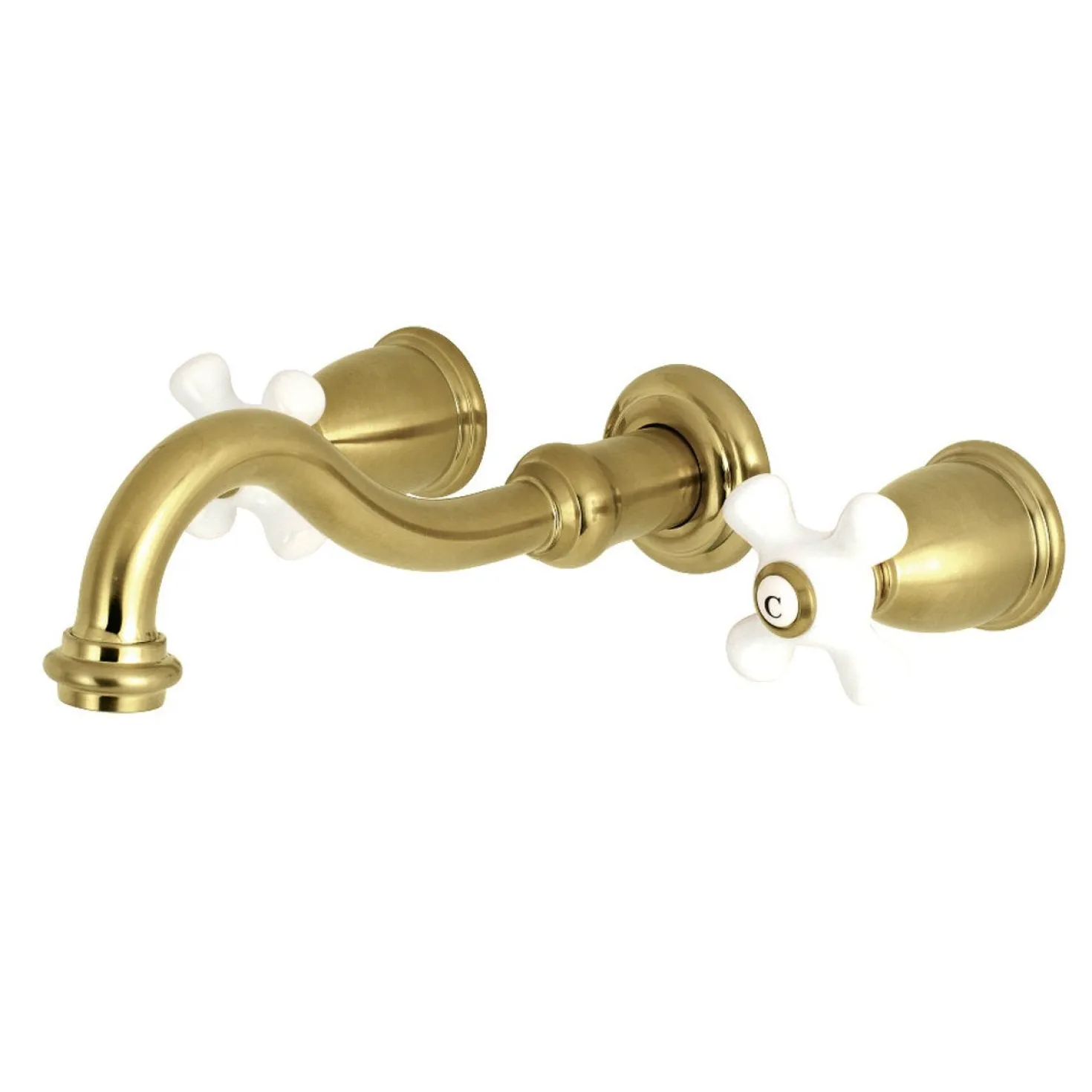 Kingston Brass Restoration Two Handles 3-Hole Wall Mount Roman Tub Faucet